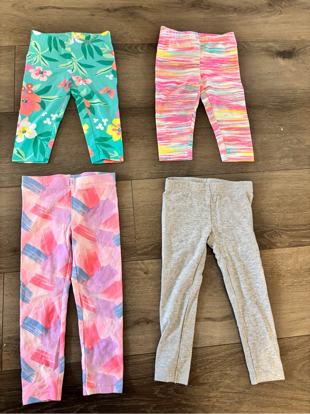 Kids Floral & Patterned Capri and Legging Set - Teal, Pink, Gray